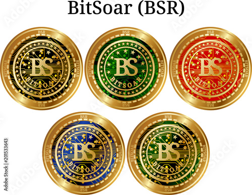 Set of physical golden coin BitSoar (BSR) photo