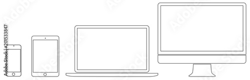 Set of computer, laptop in a flat vector style