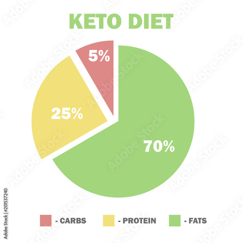 ketogenic diet macros diagram, low carbs, high healthy fat - vector illustration for infographic