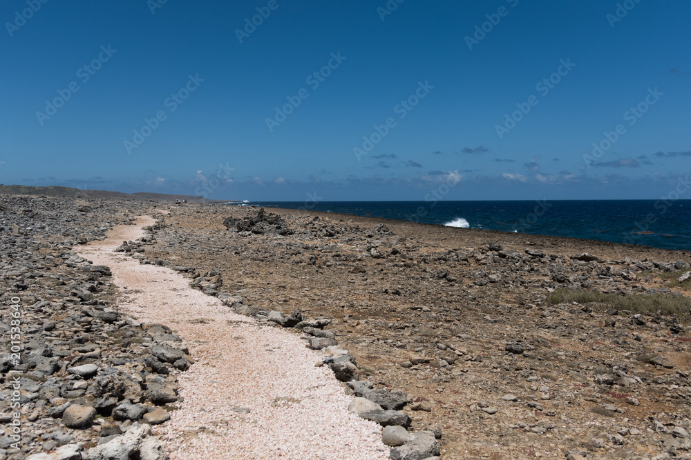 Path along ocean at Shete Boka national park. Path along ocean at Shete Boka national park.