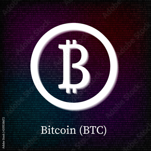 Bitcoin symbol on dark binary code background. Cryptocurrency icon. Virtual digital money. Blockchain concept.Vector element of design for websites, social media, apps, logo etc.