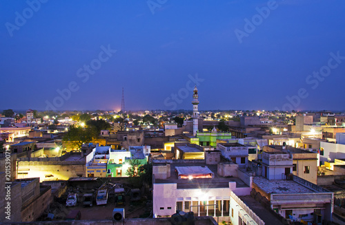 Night view of Mandawa town in Shekhawati province, Jhunjhunu District, Rajasthan, India. photo