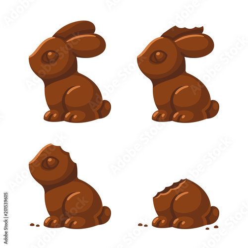 Cute chocolate bunny being eaten