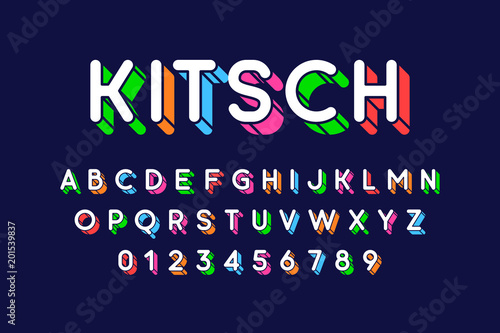 Rounded colorful retro style 3d font