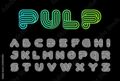 Stylised linear twisted font