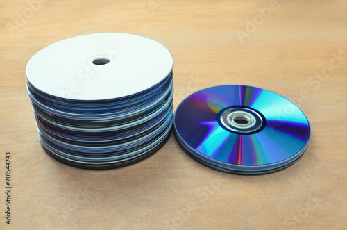 The CD stack is placed on the desk.