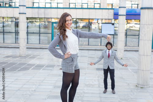 Funny business people fooling around at work