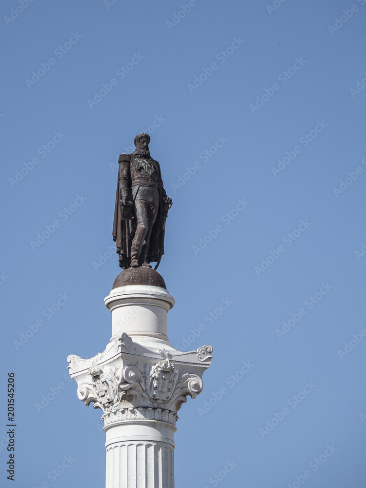 statue of Dom Pedro IV in Rossio square in Lisbon
