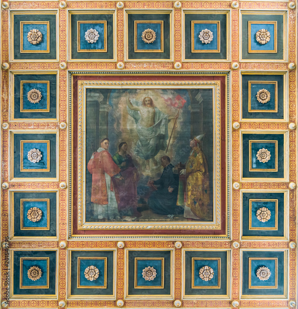 Apotheosis of Saint Lawrence by Mometto Grutter, in the Basilica of Saint Lawrence in Lucina in Rome, Italy.