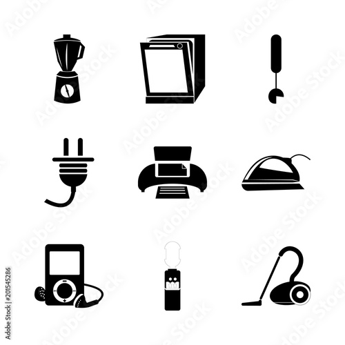 icon Electronic with house, cleanup, connection, media and tool