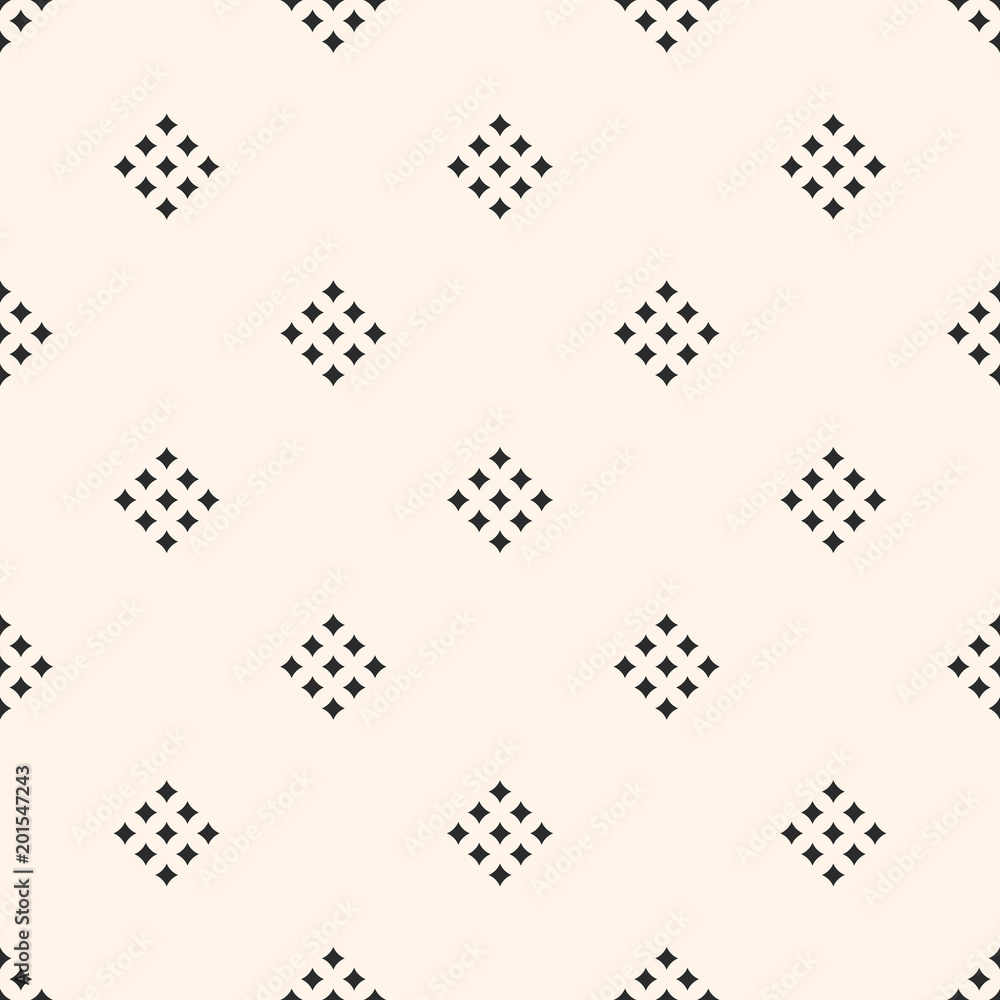 Vector geometric texture with small diamond shapes, tiny rhombuses, squares. Abstract modern geometrical seamless pattern. Subtle monochrome background. Repeat design for decoration, fabric, prints Vector geometric texture with small diamond shapes, tiny rhombuses, squares. Abstract modern geometrical seamless pattern. Subtle monochrome background. Repeat design for decoration, fabric, prints
