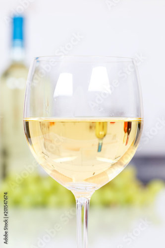 White wine in a glass portrait format copyspace