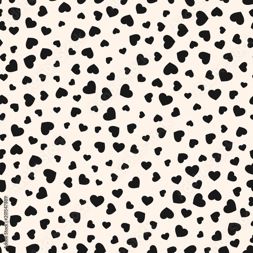 Vector hearts seamless pattern. Valentine's day theme. Black and white texture