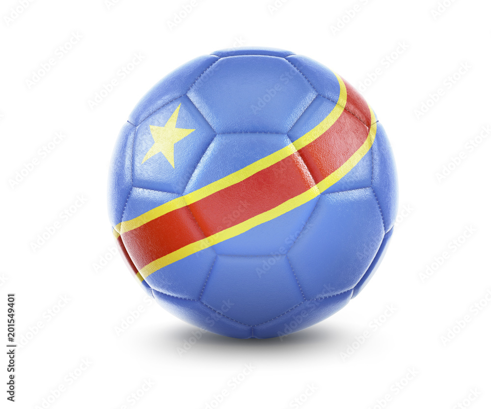 High qualitiy soccer ball with the flag of Democratic Republic of the Congo rendering.(series)