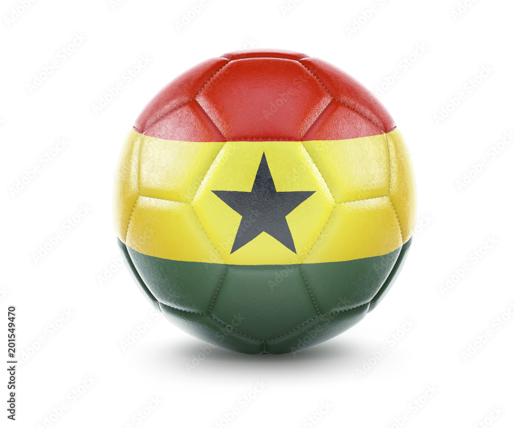 Obraz premium High qualitiy soccer ball with the flag of Ghana rendering.(series)