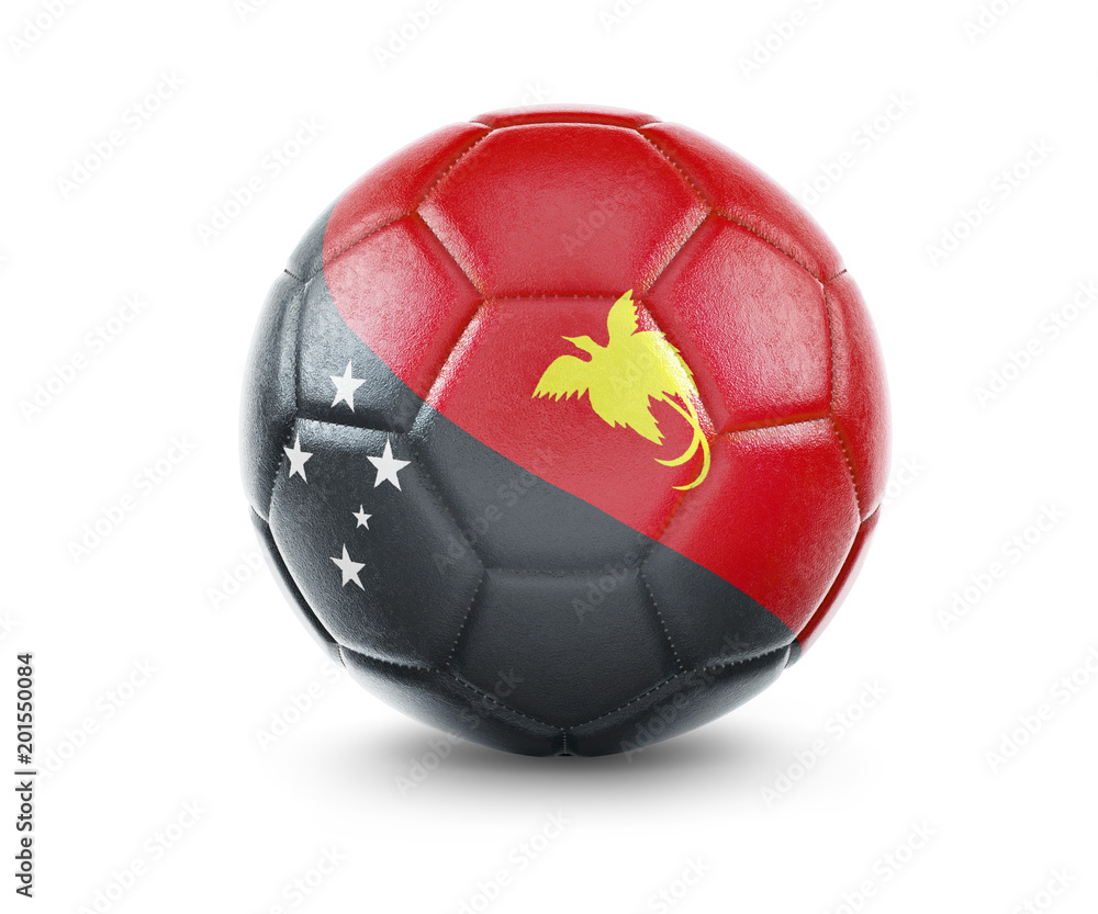 Fototapeta premium High qualitiy soccer ball with the flag of Papua New Guinea rendering.(series)