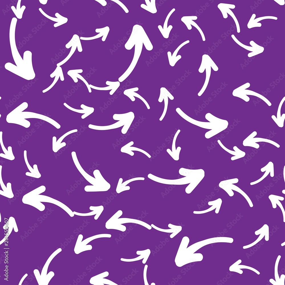 Seamless background with stylized white arrows on violet color Seamless background with stylized white arrows on violet color