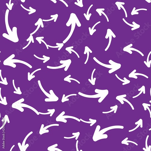 Seamless background with stylized white arrows on violet color © mettus