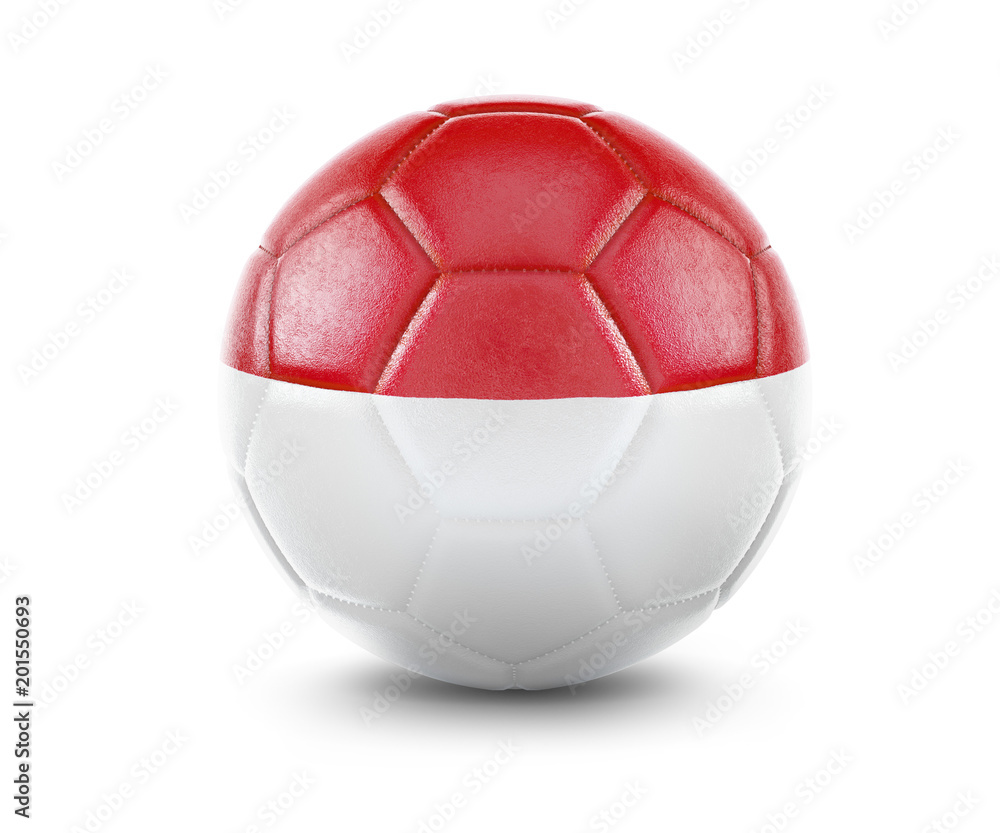 High qualitiy soccer ball with the flag of Indonesia rendering.(series)