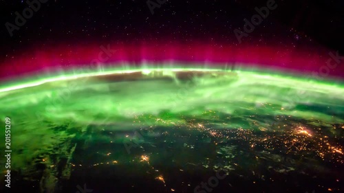 Planet Earth seen from the International Space Station with Aurora Borealis over the earth, with time Lapse 4K. Images courtesy of NASA Johnson Space Center