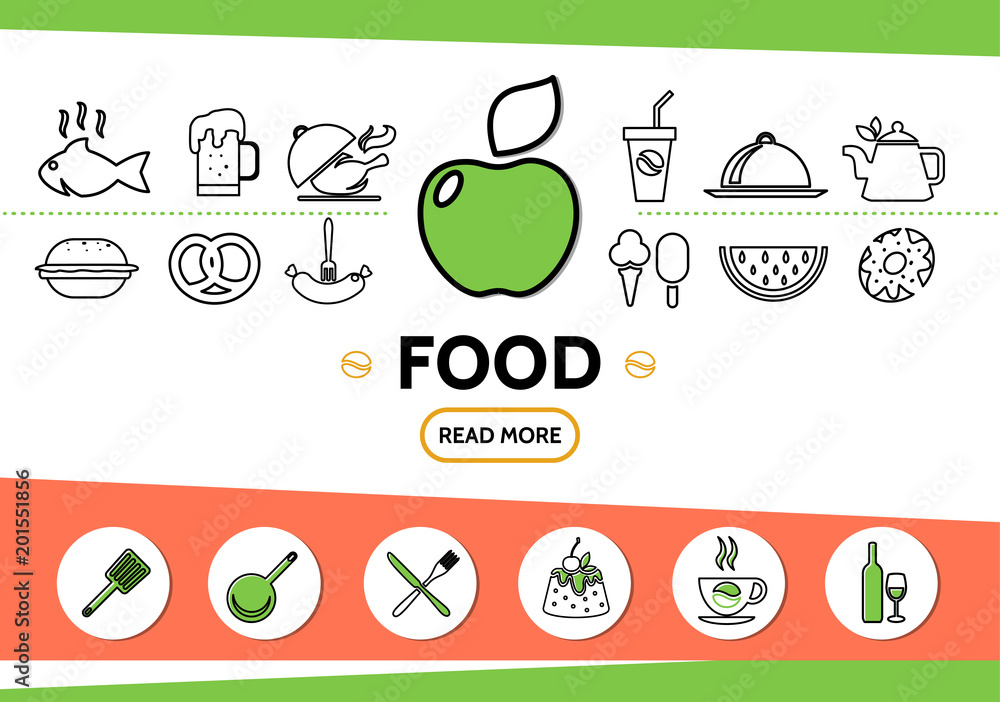 Food Line Icons Template