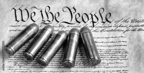 Εκτύπωση καμβά We the People. with bullets and in black and white.