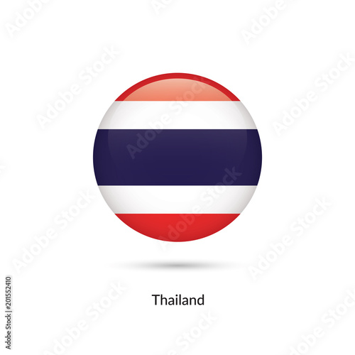 Thailand flag - round glossy button. Vector Illustration.