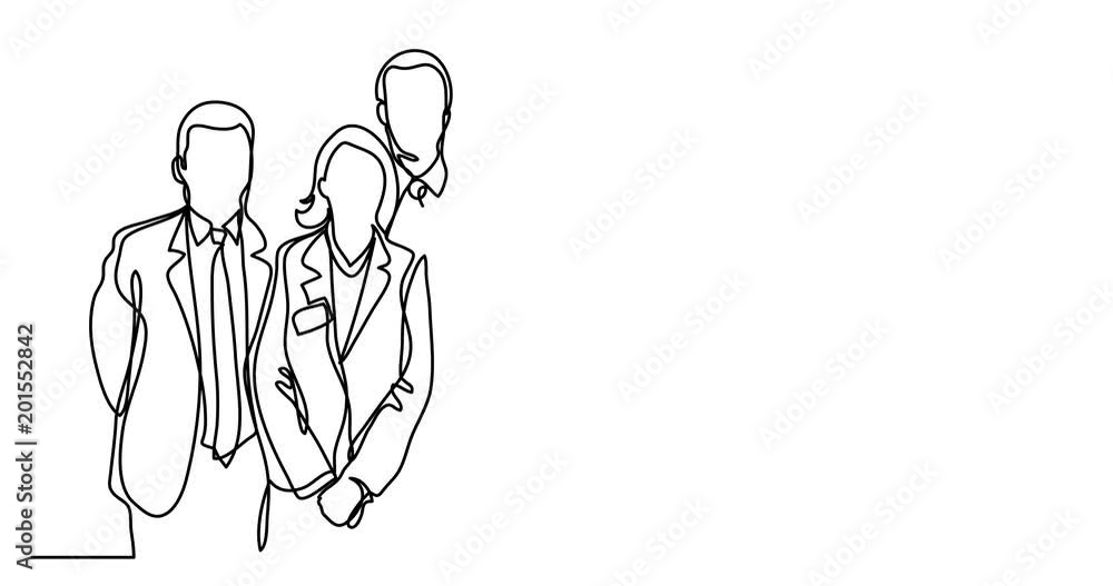 Self drawing animation of continuous line drawing of business team Self drawing animation of continuous line drawing of business team