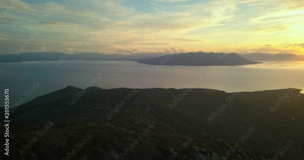 Aerial view of Aegina island, Greece at beautiful sunset Aerial view of Aegina island, Greece at beautiful sunset