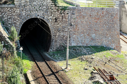 Old railway track and tunnel.