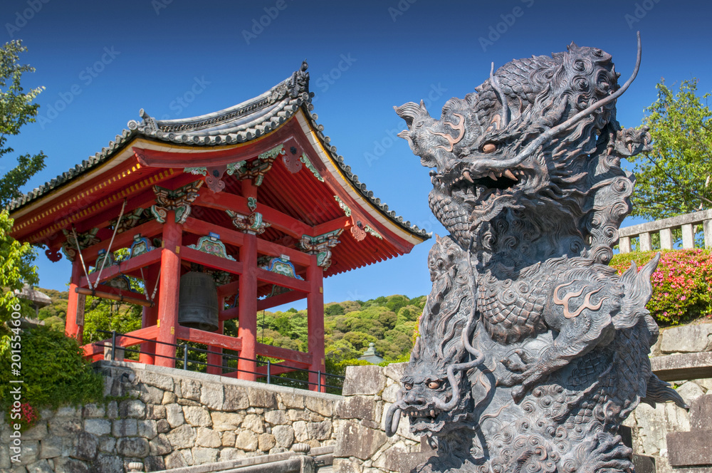Naklejka premium The Dragon Stone Carving at Kiyomizu dera Temple Complex Area in Kyoto, Japan.