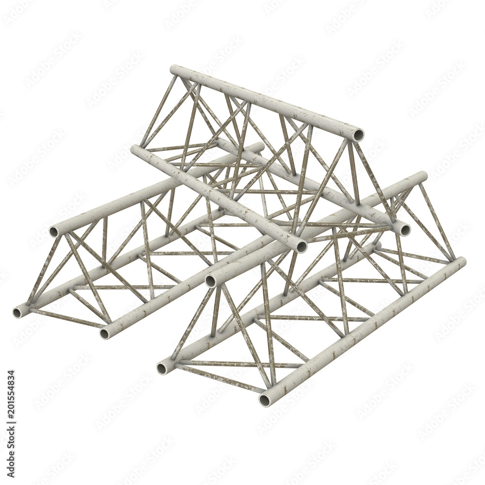 Metal truss girder element. 3d render isolated on white Metal truss girder element. 3d render isolated on white