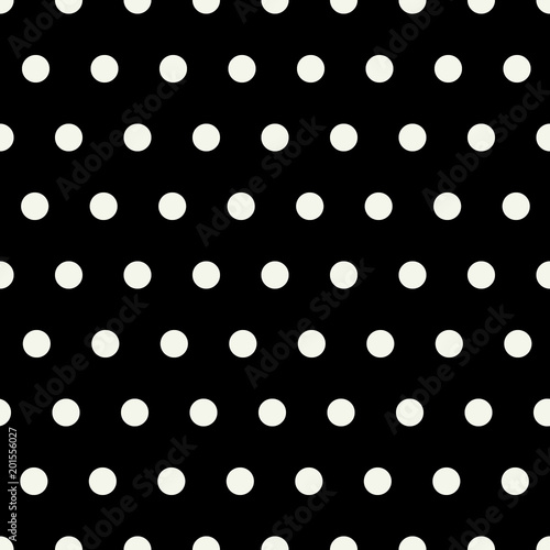 Seamless vector pattern with geometric white dot pattern with a black background
