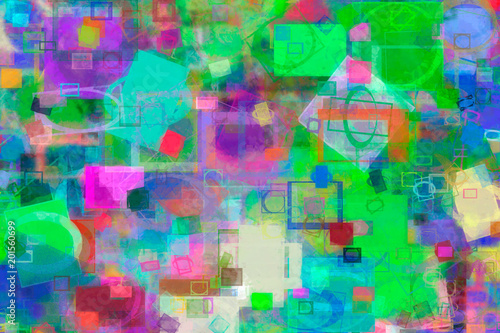 Random square & rectangle shape, digital generative art for web page. Backdrop, pattern, canvas & messy. © BentChang
