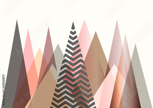 Fototapeta Abstract mountain landscape in Scandinavian style design