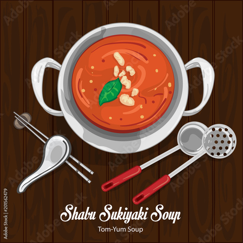 shabu sukiyaki tom yum soup illustration graphic object