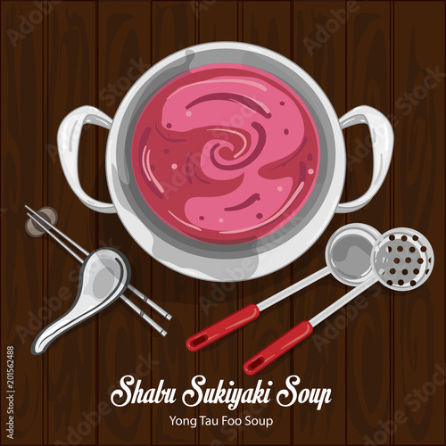 shabu sukiyaki yong tau foo soup illustration graphic object