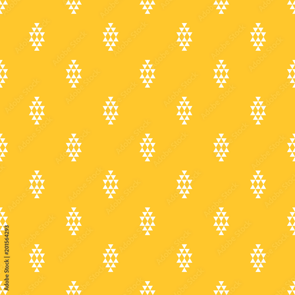 Seamless yellow and white aztec tribal triangles textile pattern vector