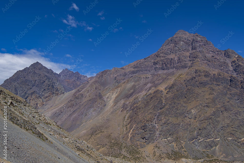 Fototapeta premium Andes Mountains on the border of Chile and Argentina near Cancha Pelada, Chile