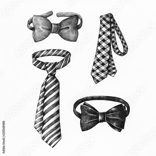 Hand drawn bow and necktie