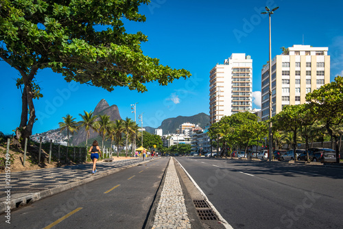 Cycling Path Along Ipanema Beach in Rio de Janeiro, Brazil