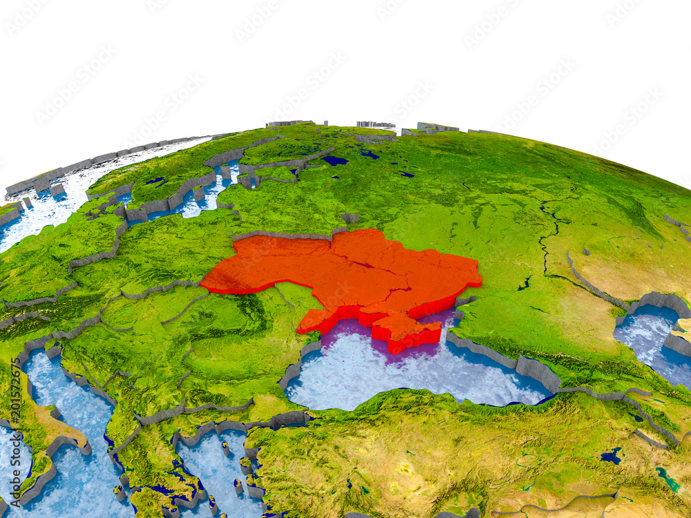 Ukraine on model of Earth