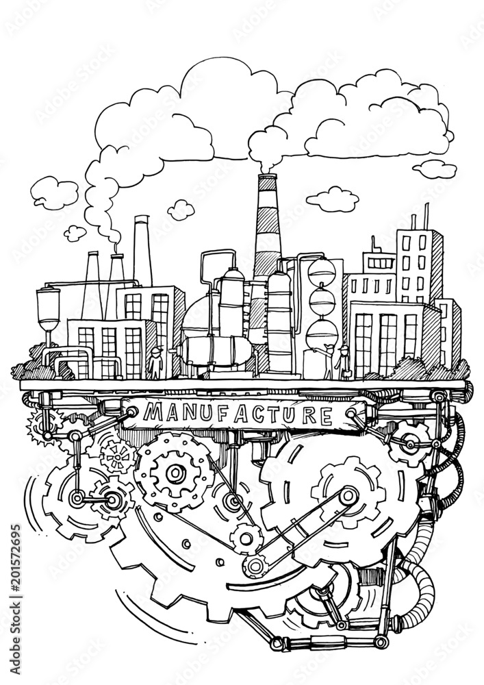Manufacturing and operation system in factory assembly line handwriting doodle