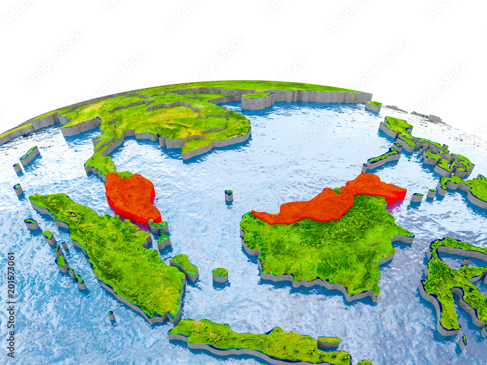 Malaysia on model of Earth