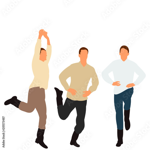 isolated, flat style guys dancing