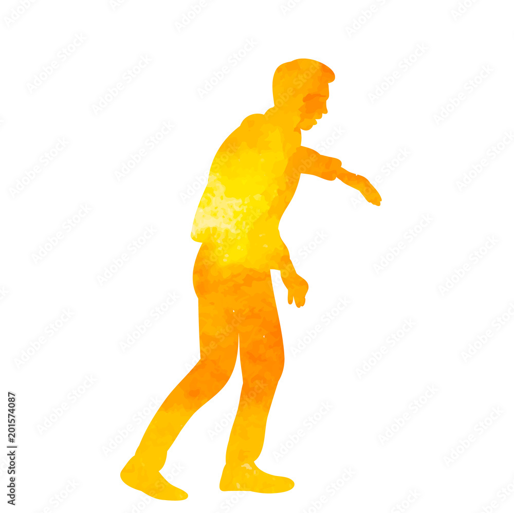 icon, watercolor silhouette man is walking icon, watercolor silhouette man is walking