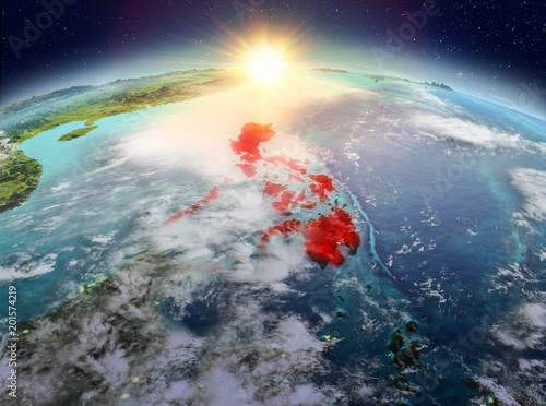 Philippines from space in sunrise