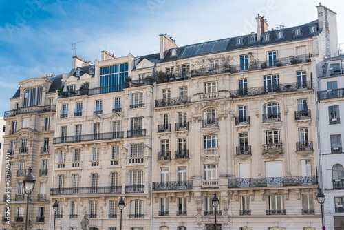 Paris, beautiful building in the center, typical parisian facade, place du Pantheon
