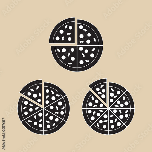 Pizza Piece Cut Set Vector and Icon