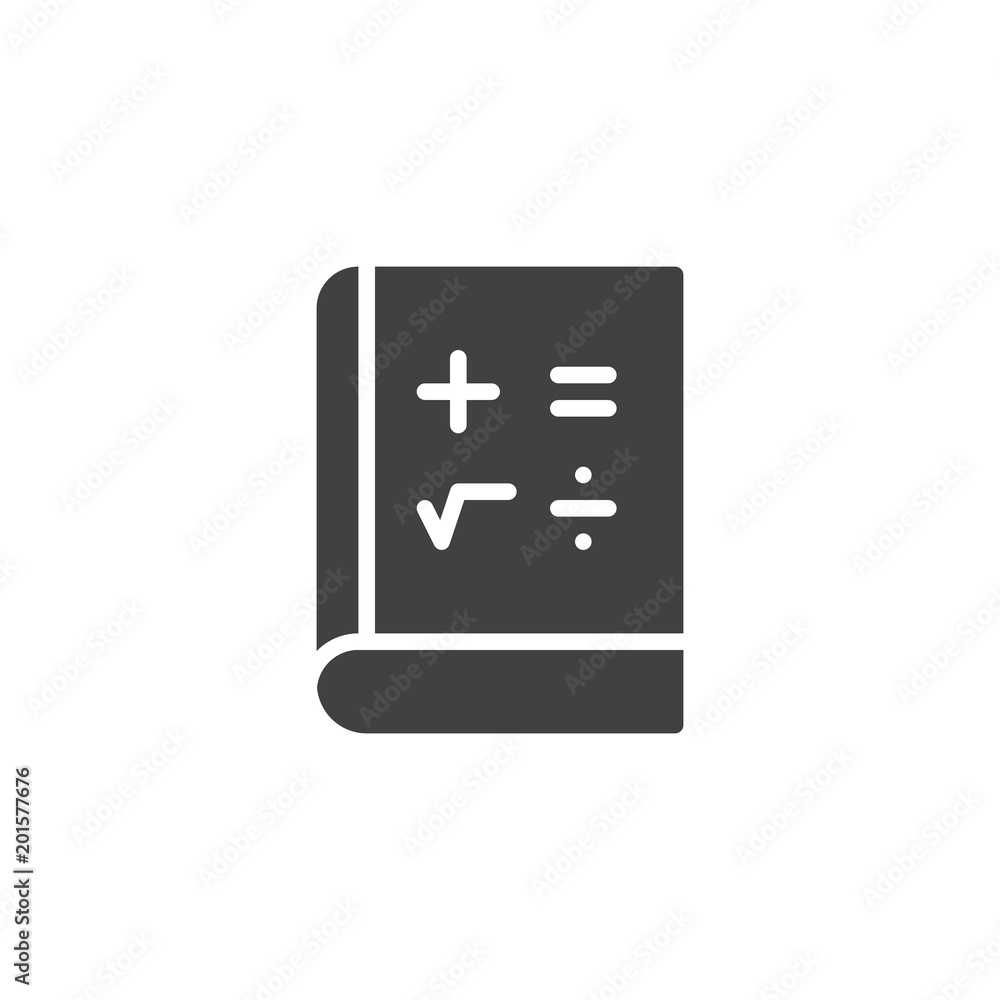 Mathematics book vector icon. filled flat sign for mobile concept and web design. Math education simple solid icon. Symbol, logo illustration. Pixel perfect vector graphics Mathematics book vector icon. filled flat sign for mobile concept and web design. Math education simple solid icon. Symbol, logo illustration. Pixel perfect vector graphics